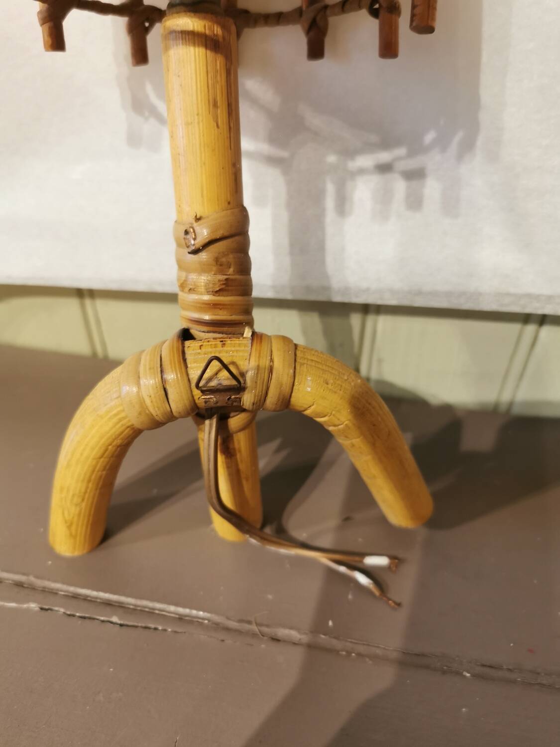 Vintage rattan wall light by Louis Sognot