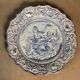Plat creux rond en faïence bleue diamètre 48 cm signé