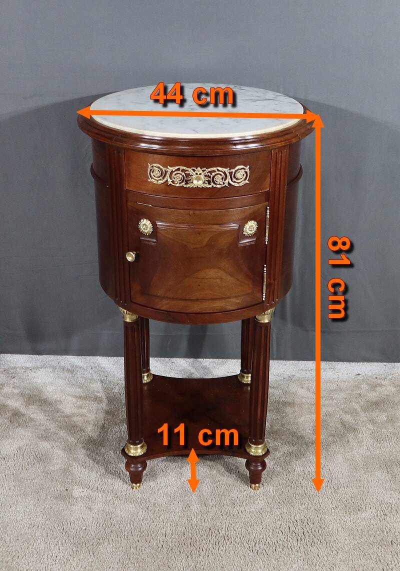 Small Tambour Table in Mahogany, Louis XVI style – Late 19th century