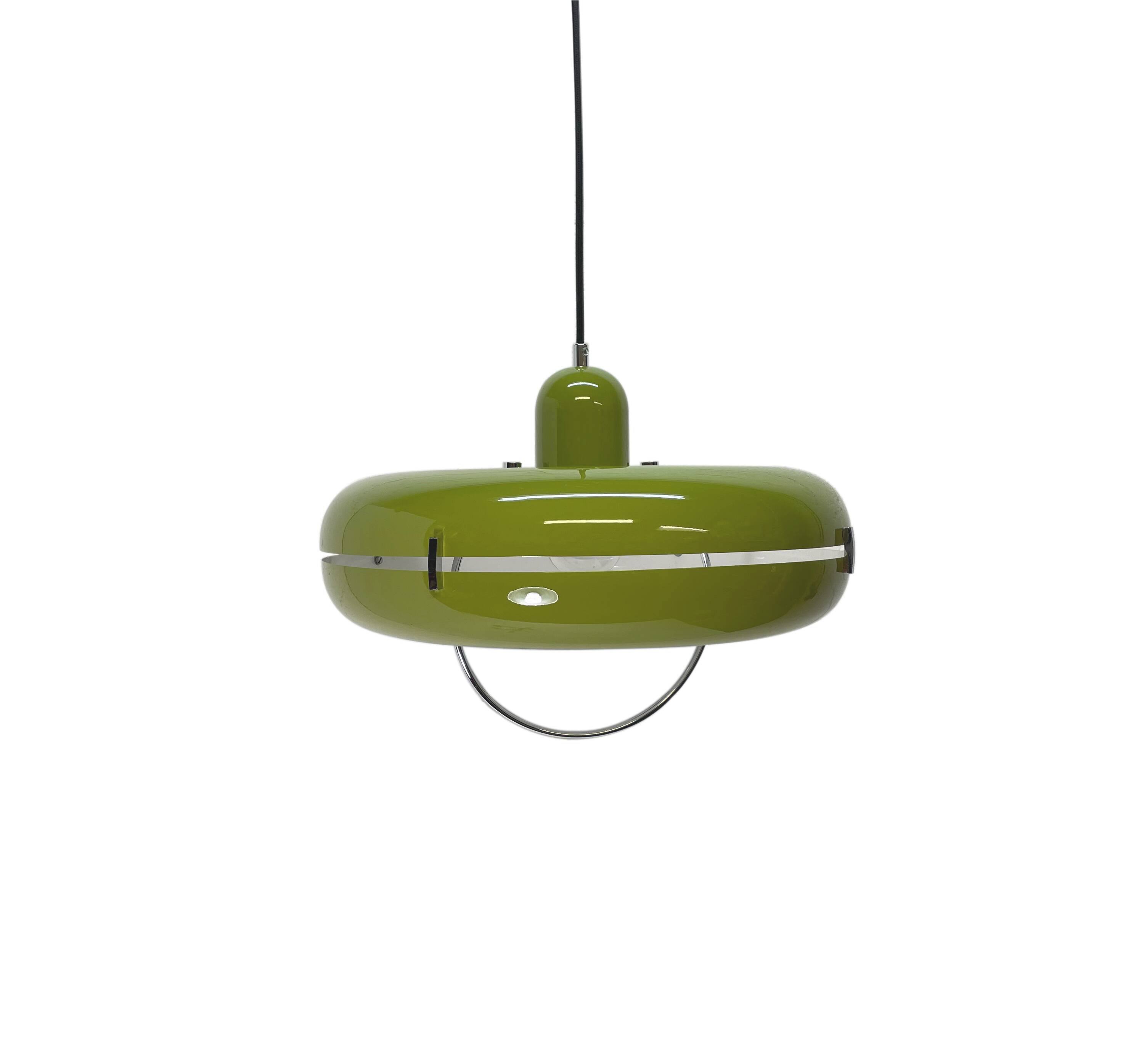Green hanging lamp, Licht Studio, Italy 1970s