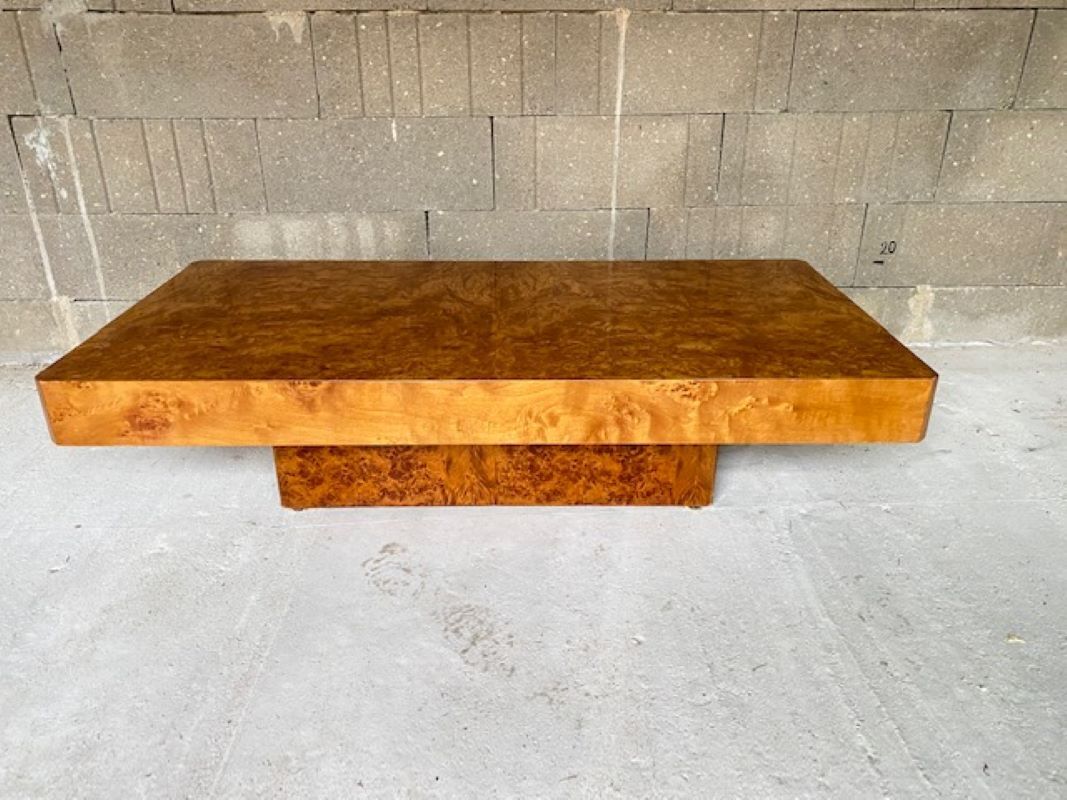 Coffee table elm magnifying glass Roche Bobois vintage 70s