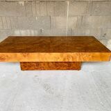 Coffee table elm magnifying glass Roche Bobois vintage 70s