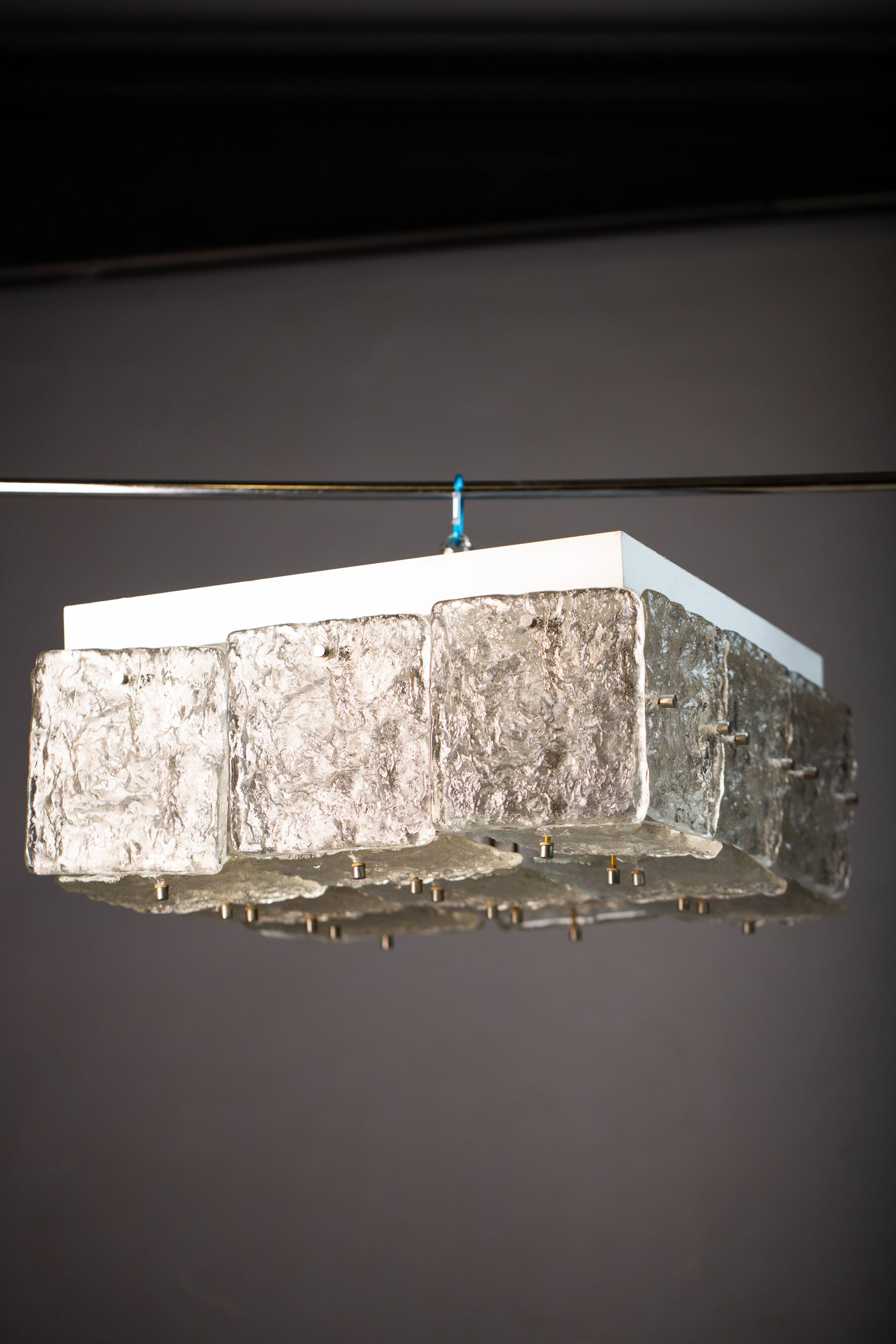 Large Vintage J.T. Kalmar Glass Flush Mount - 1960s Austrian Ceiling Light