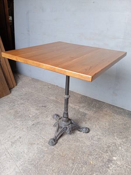 Bistro table 70/70cm solid wood top pedestal table