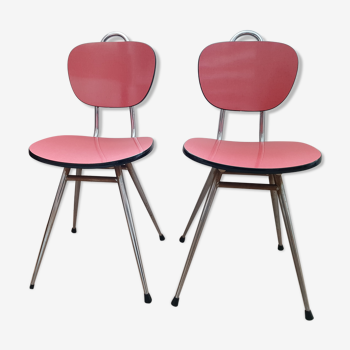 Pair of vintage chairs in red formica