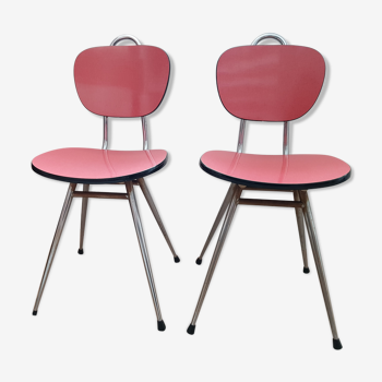 Paire de chaises vintage en formica rouge