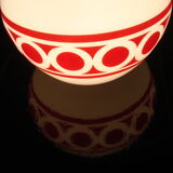 White opaline pendant lamp with red patterns 1970