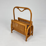 Rattan and Bamboo Magazine Rack, 1970s