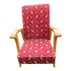 Fauteuil scandinave en bois et tissu rouge