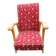 Fauteuil scandinave en bois et tissu rouge