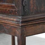 Unique antique English cabinet on stand made of oak from the 17th century