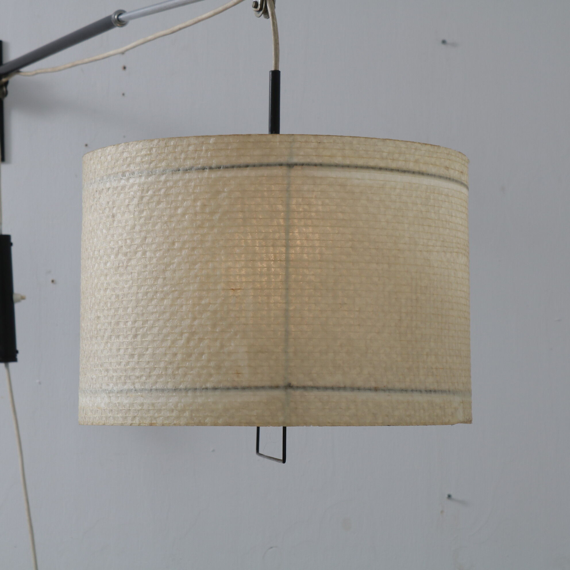 1950s extendible wall lamp with fiberglass shade, Italy