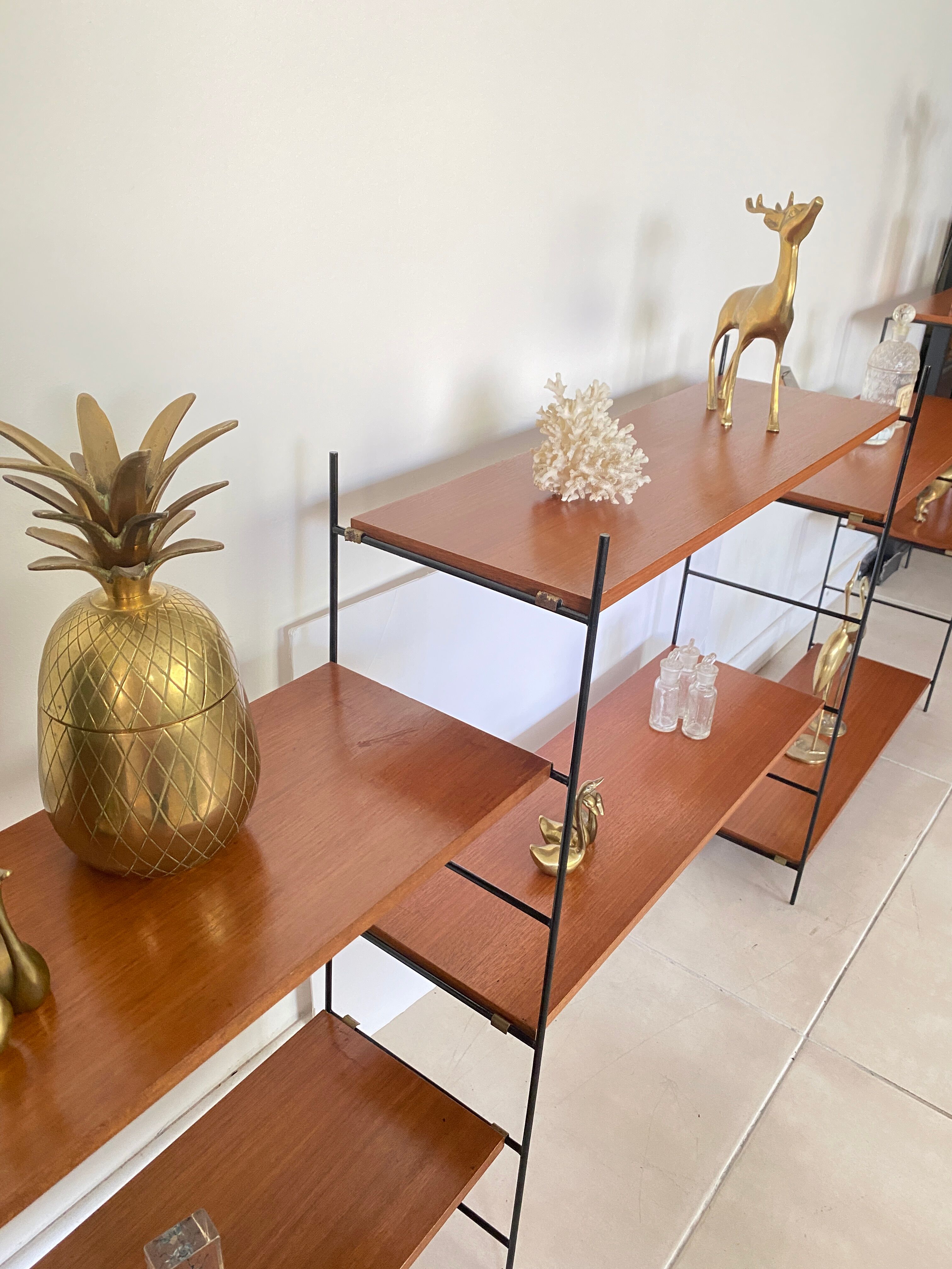 Vintage wooden string shelves