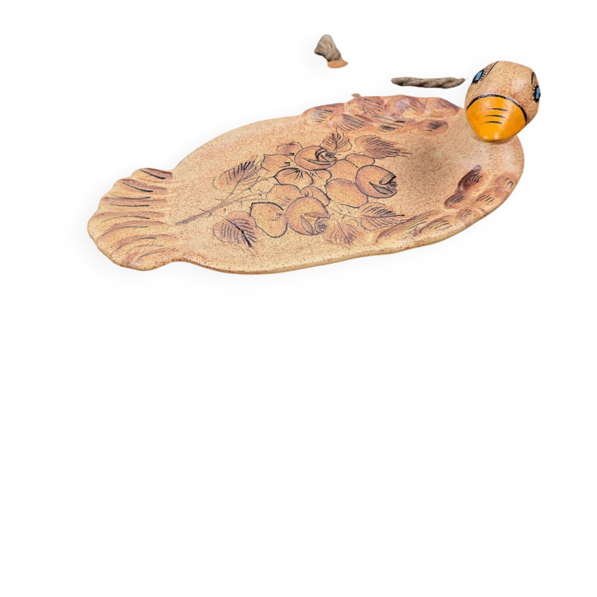 Ceramic foie gras dish from Vallauris – engraved floral decoration