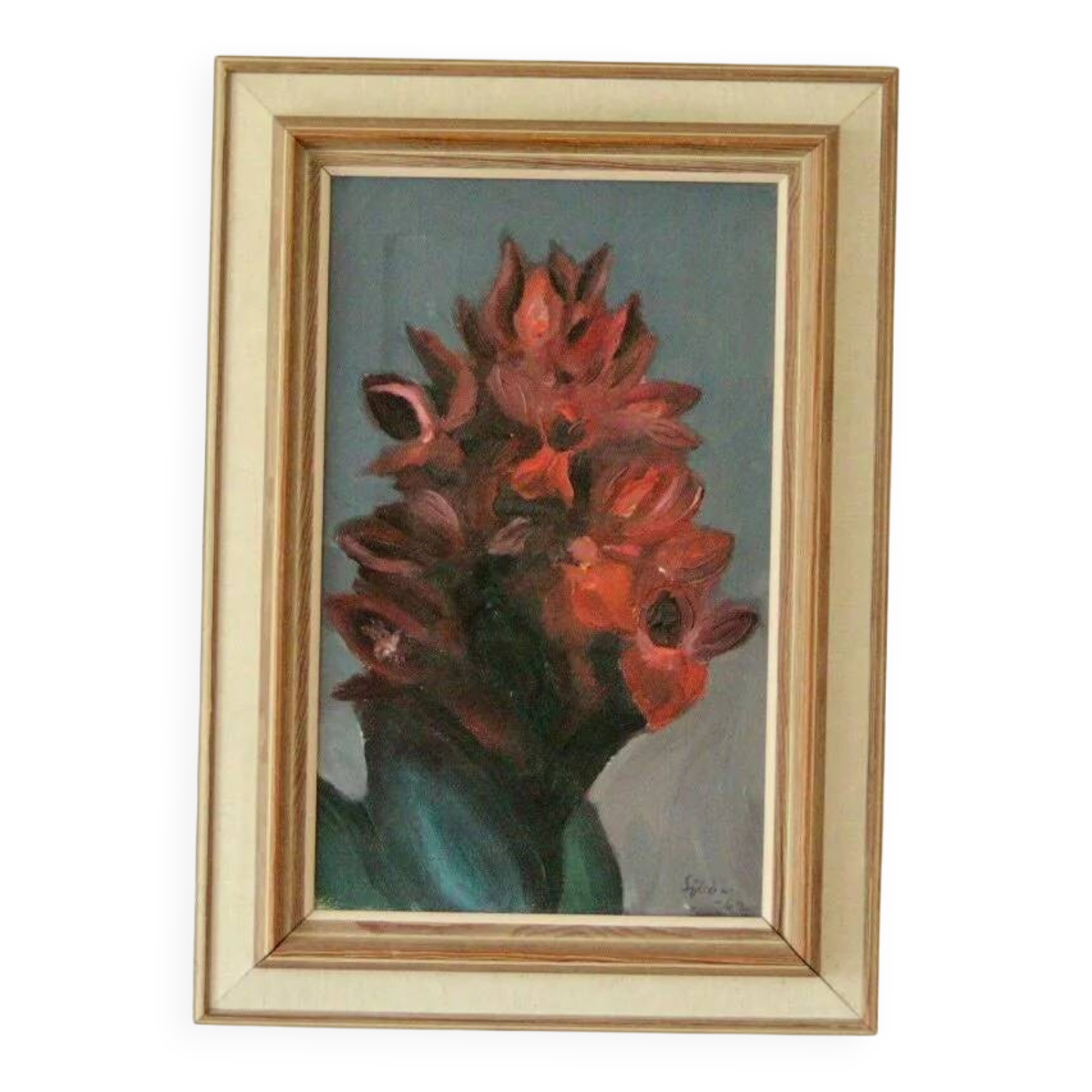 Original vintage oil on canvas – "Flowers"