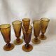 Handblown Glasses, set of 6 Amber Champagne Glasses, designer Iconic Drinkware