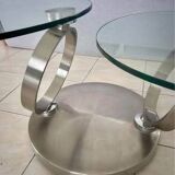 Table basse avec plateaux en verre dépliables
