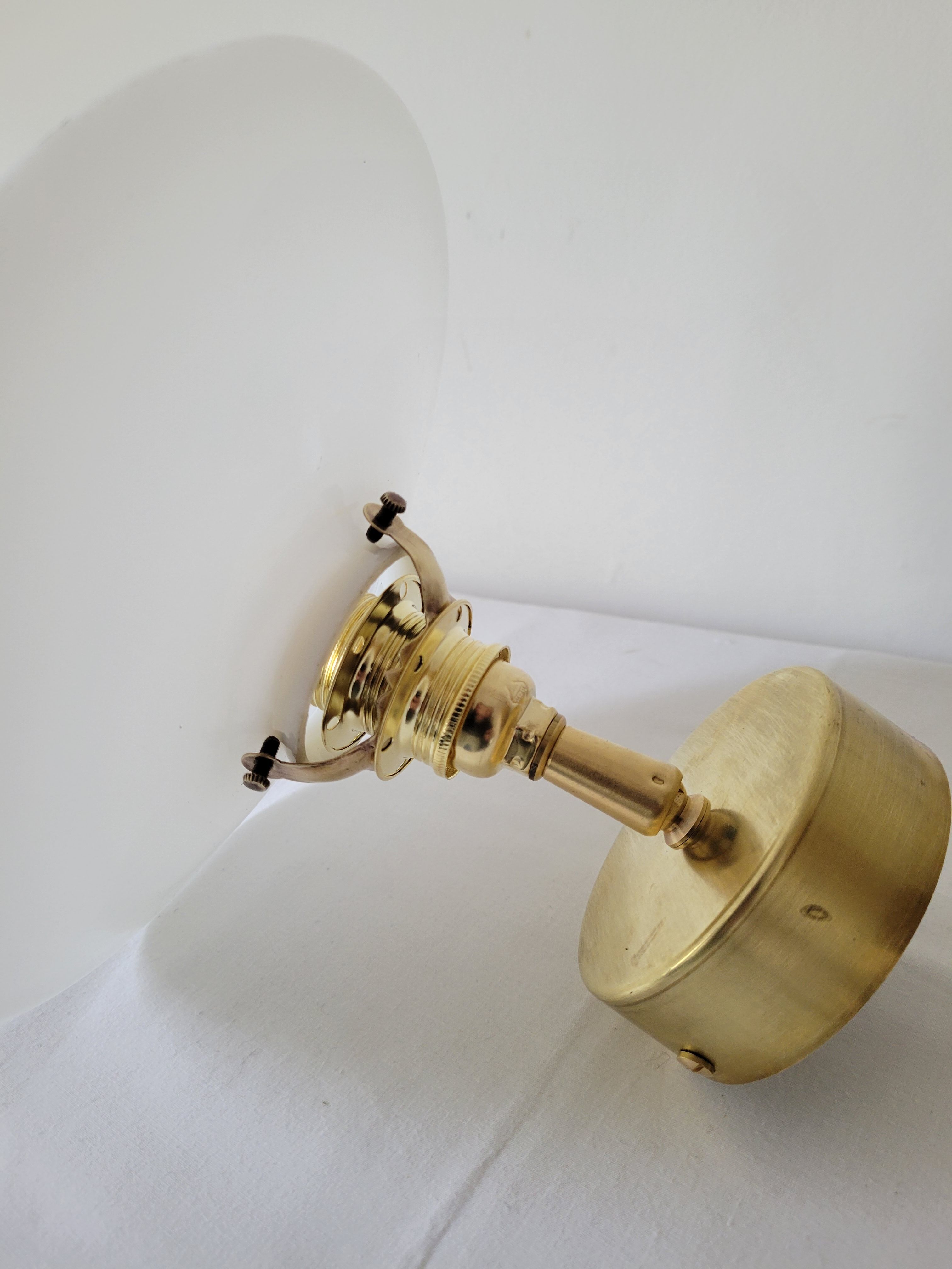 Brass and opaline wall lamp