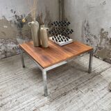 Walnut and modernist chrome coffee table