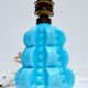 French 1950s Bale Shape Blue Opaline Glass Lamp Bulbous Gourd Cotton Bale