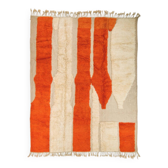 Tapis berbère marocain orange et blanc