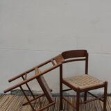 Pair of wooden and rope chairs