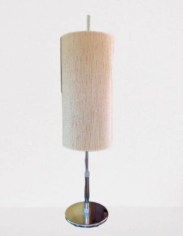 Vintage chrome metal table lamp with fabric in the style of Staff Leuchten, 1989.