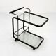 Black postmodern metal and glass serving trolley, 1980