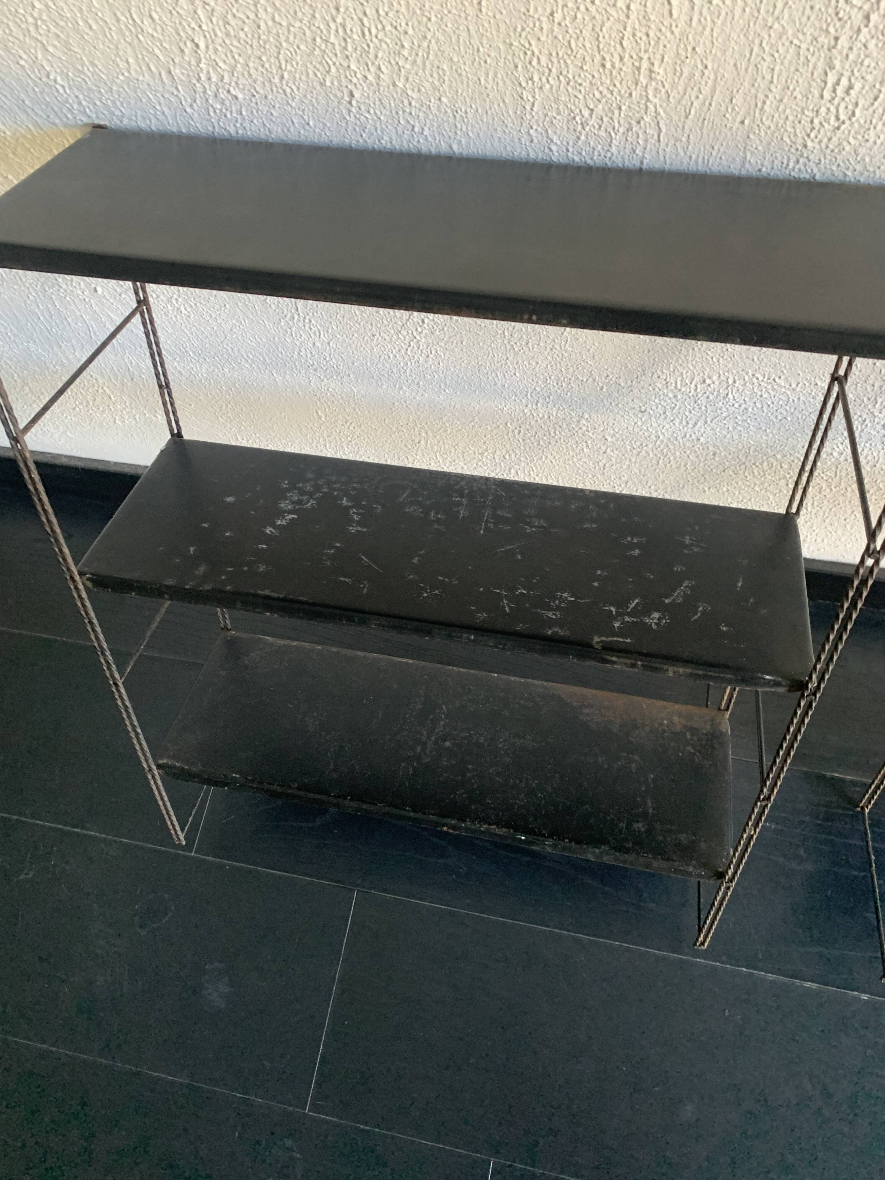 Paire étagères vintage 1960 string noires  - 49 x 58 cm