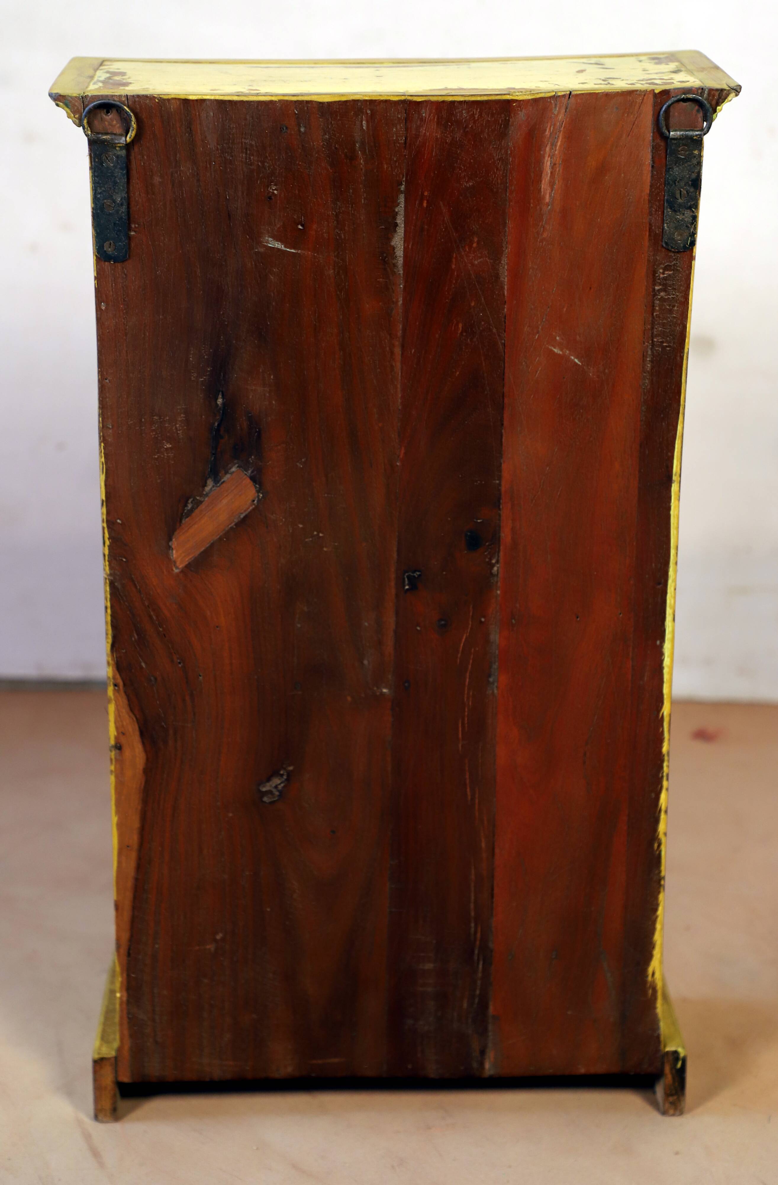Burmese teak wall shelf with original yellow patina