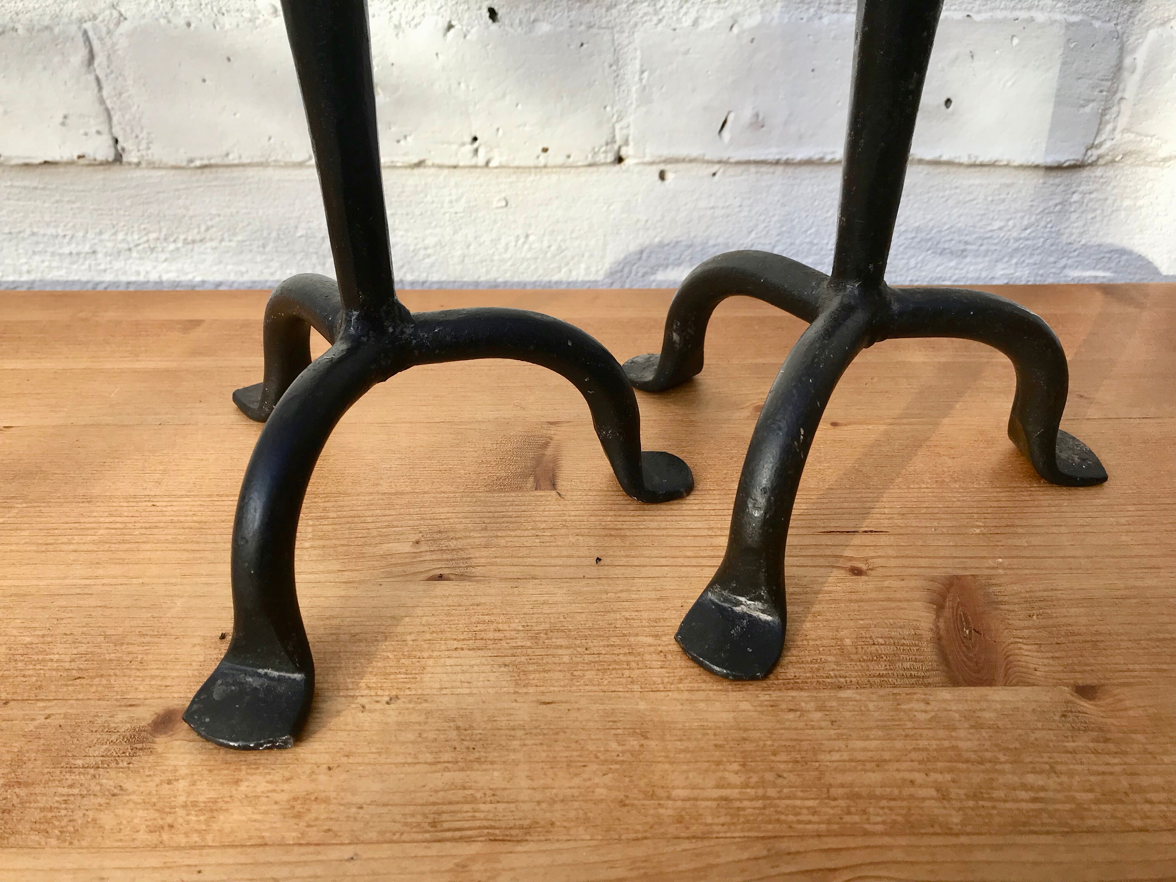 Pair of wrought iron candlesticks black gothic