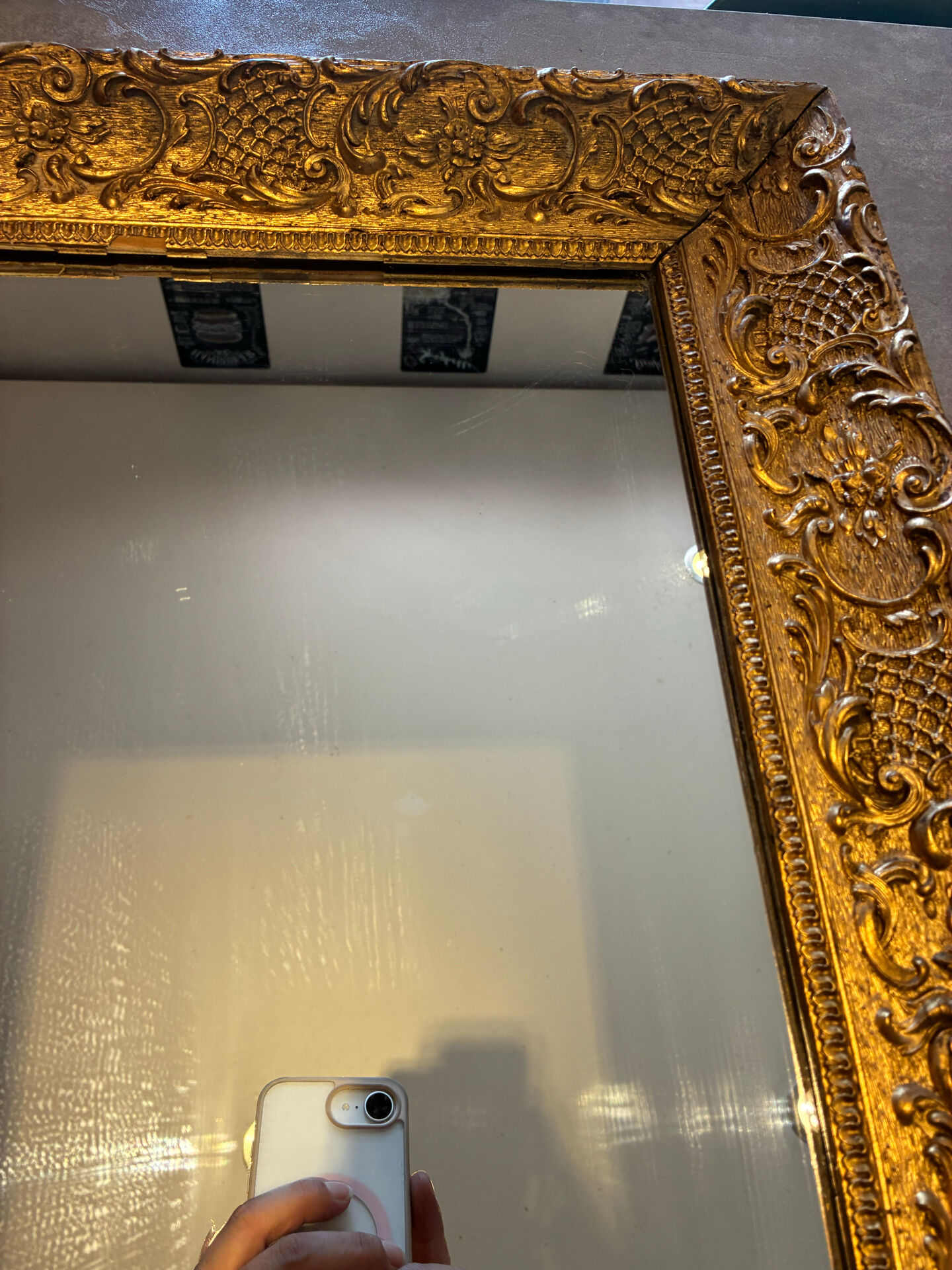 Rectangular framed mirror in wood and gilded stucco – Louis XV Rococo style