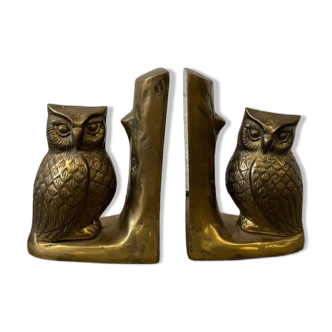 Vintage brass owl bookends - set of 2