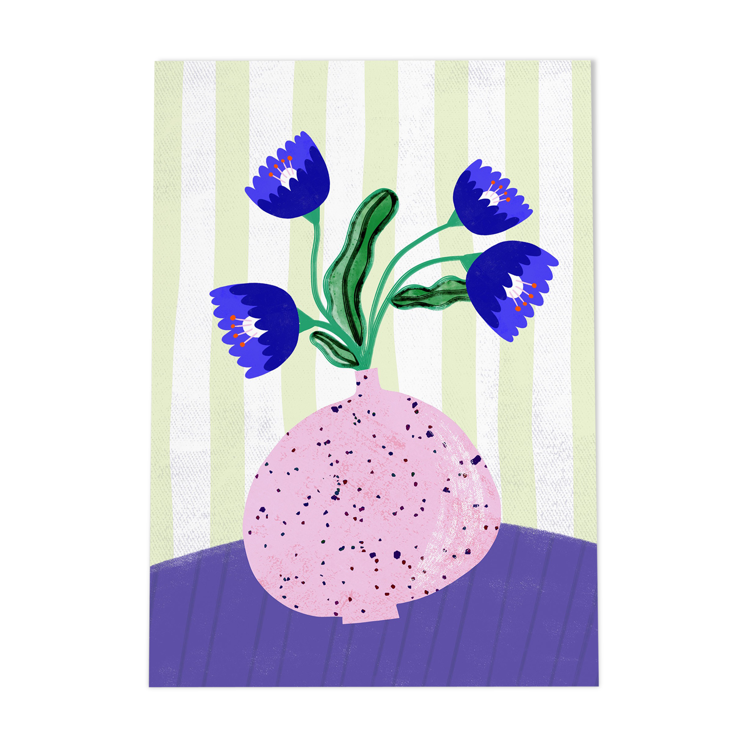 Illustration "flower vase with blue abstract flowers"