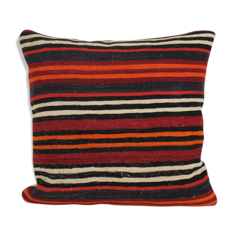 Anatolian Square Striped Kilim Pillow Cover, Pillow Cover Decorative Pillow 22'' X 23''