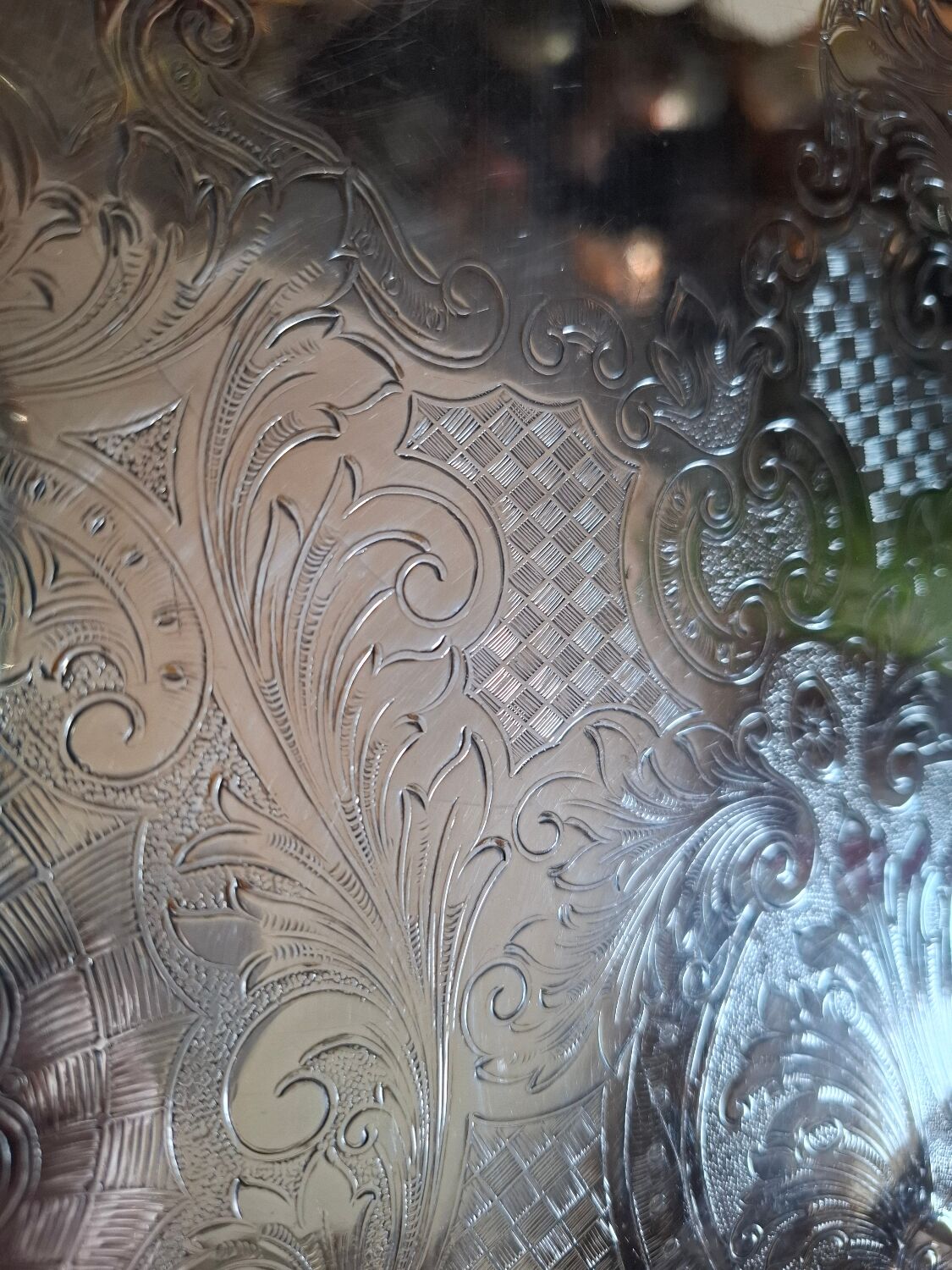 Silver-plated metal platter Christophle Fleuron France