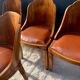 4 vintage Art Deco chairs in wood and cognac leather