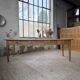 Pine and oak farmhouse table with multiple drawers, communal type, 240cm.