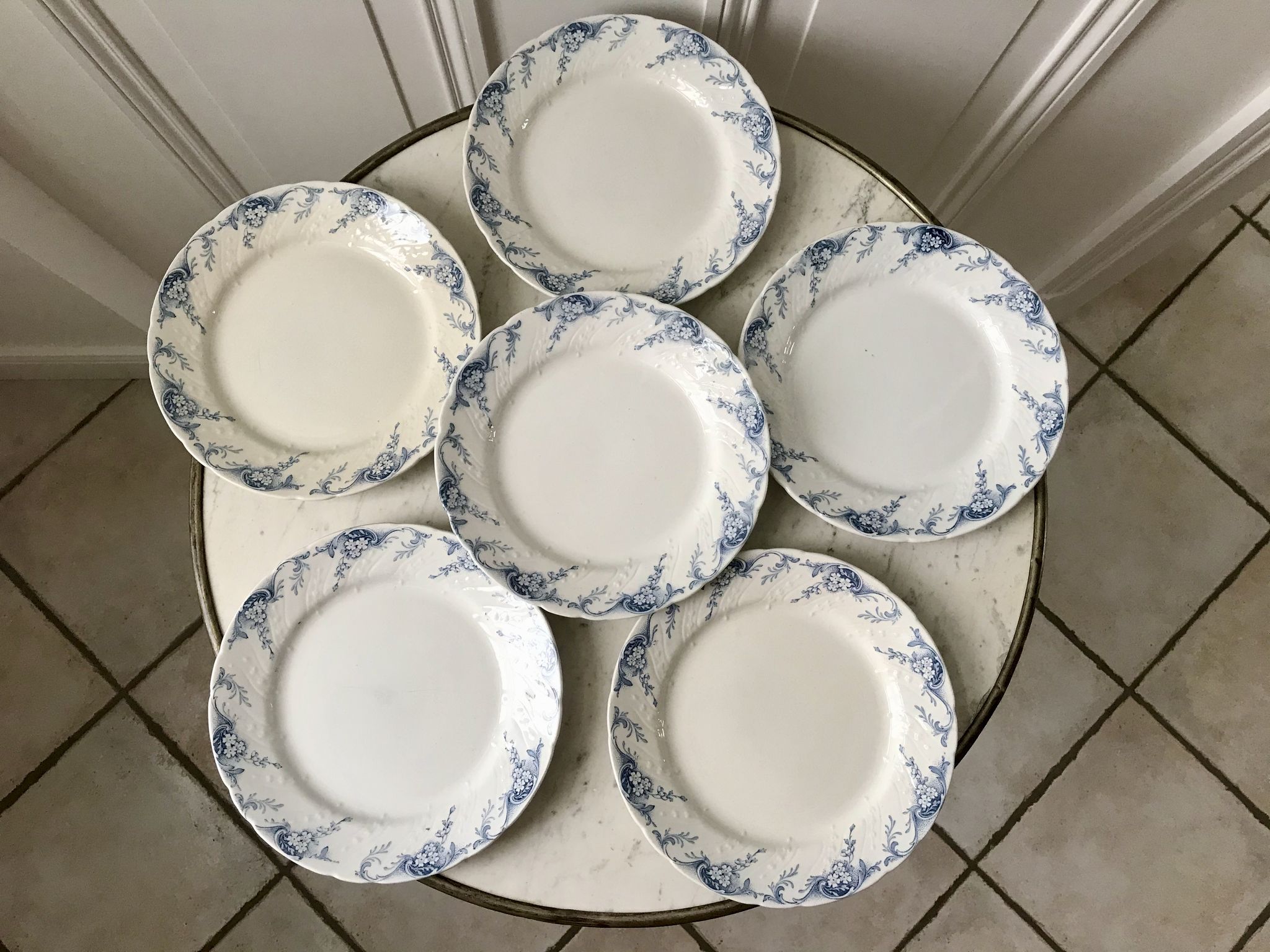 set of dessert plates in K&G Lunéville Iron Earth model "Angèle" late 19th century