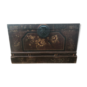 coffre ancien bois peint