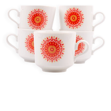Set of 5 vintage coffee cups Winterling Bavaria - Pop Art 70s sun decor