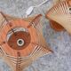 Pair of Scandinavian vintage wood and wire bedside lamps