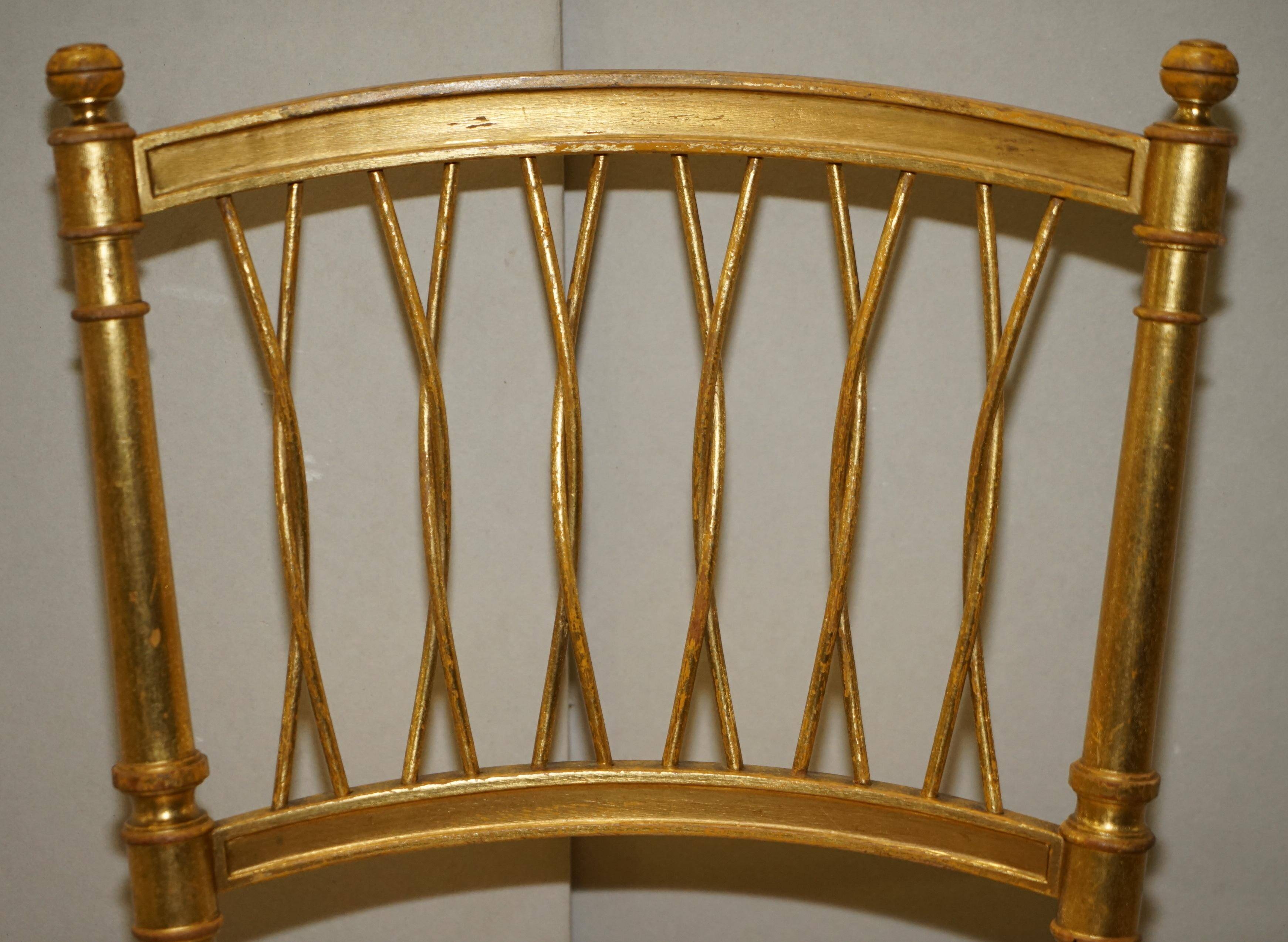 Spencer family gilded wooden bergère bench chair