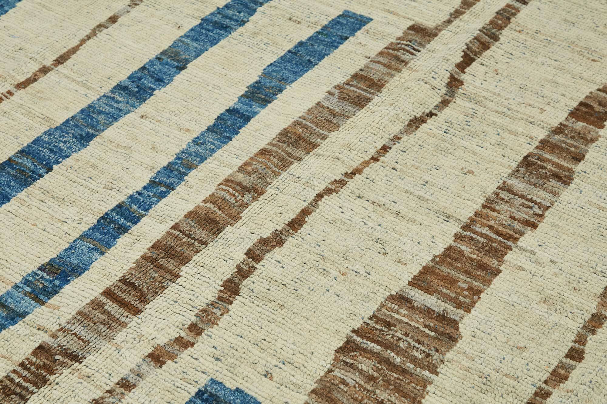 Hand-Knotted Tribal Unique 211 cm x 302 cm Blue Wool Carpet