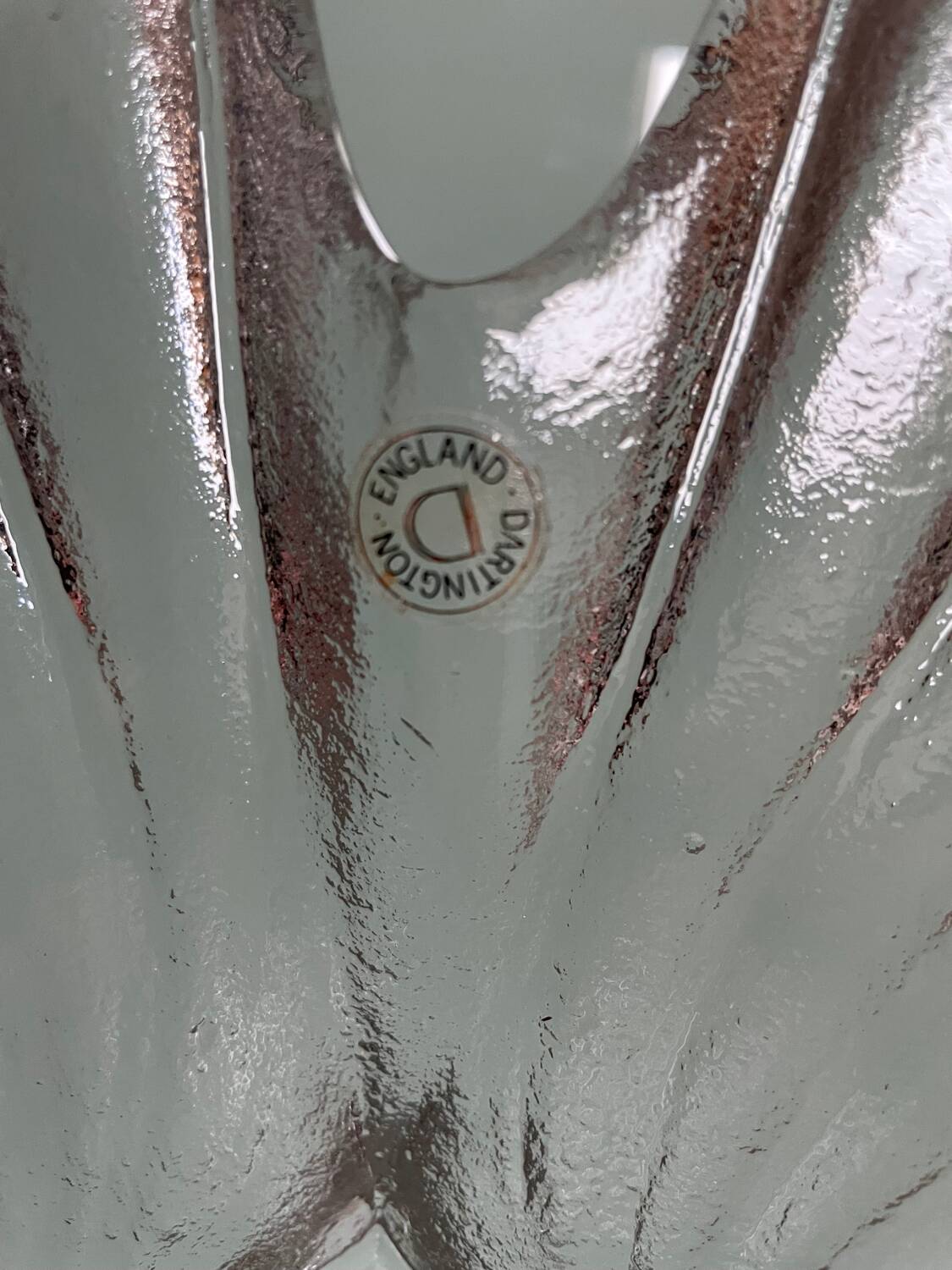 Textured glass centerpiece, made by Dartington