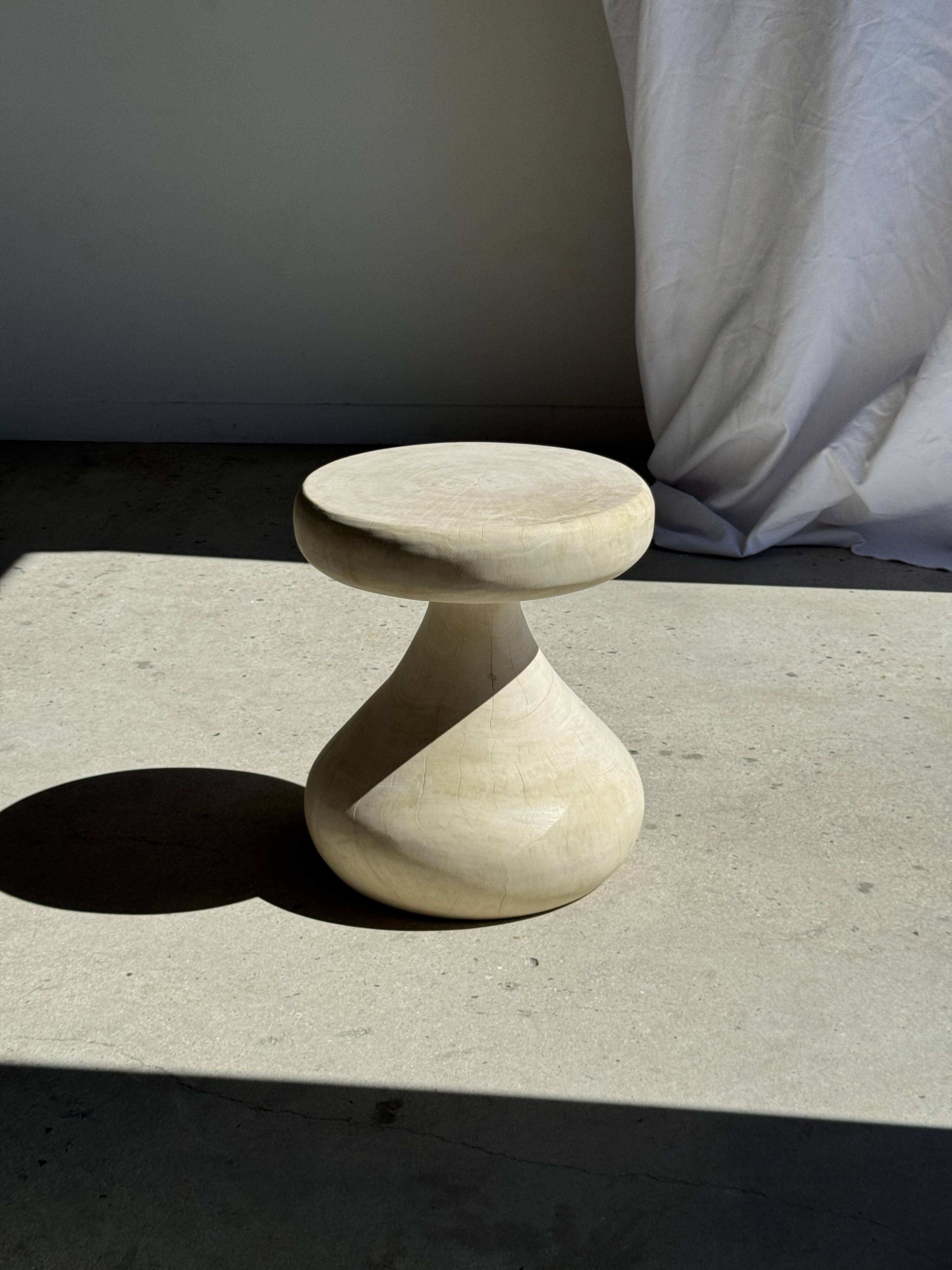 Pawn Bleach - Stool, side table, end table in solid mango wood