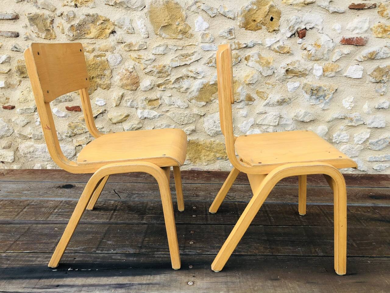 Paire de chaises enfant vintage, bois courbé circa 1950/1950