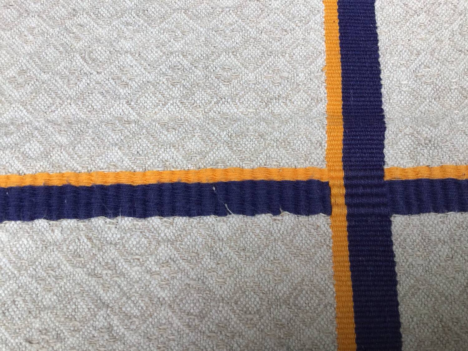Basque fabric tablecloth with yellow and navy stripes