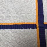 Basque fabric tablecloth with yellow and navy stripes