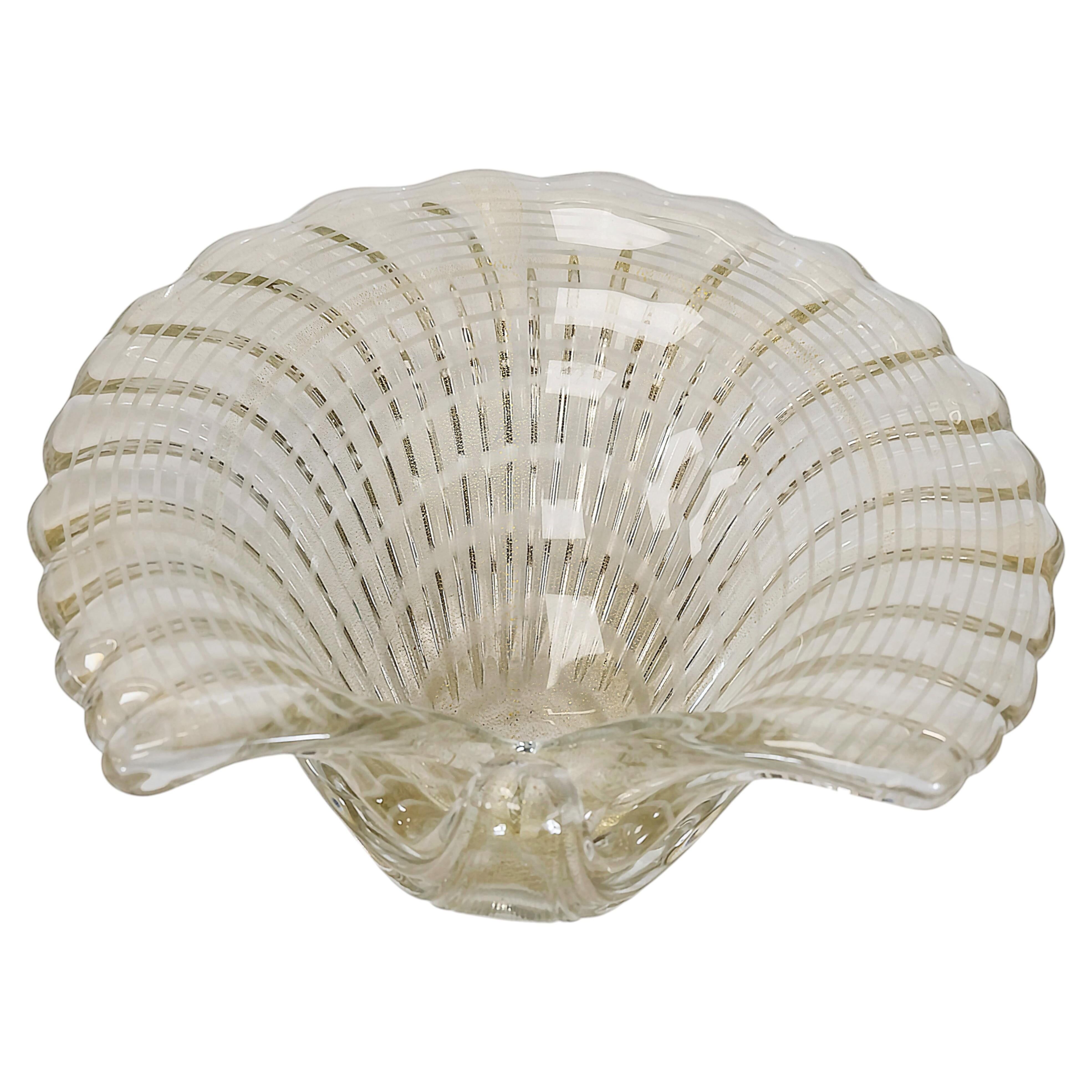 Vintage Italian Handmade Shell Shape Murano Glass Centerpiece/Vase